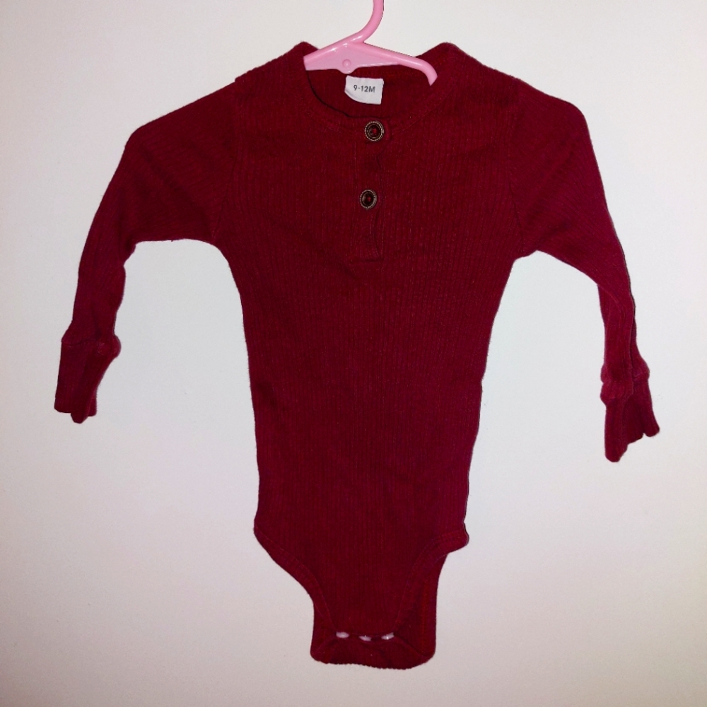 Maroon baby's long sleeve onsie